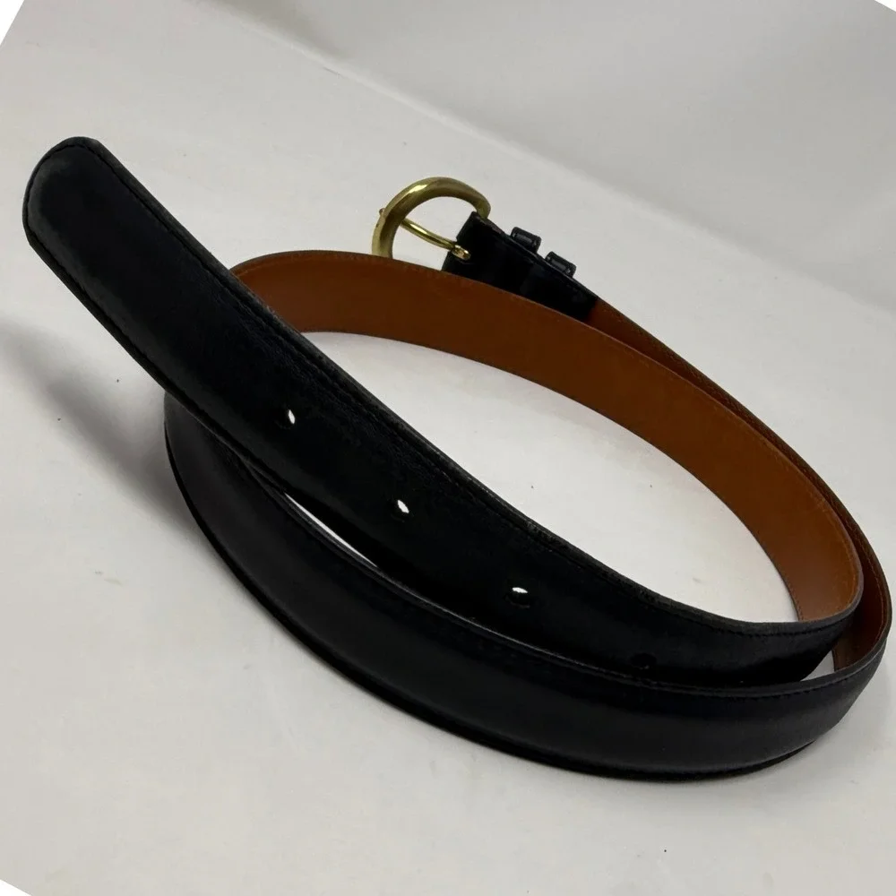 Coach Vintage Black Leather Belt Solid Brass Buckle 8400 Large Handcrafted